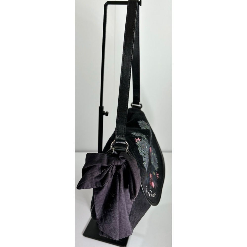 Juicy Couture Y2K Black Floral Velour Shoulder Purse - Picture 3 of 13
